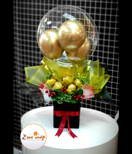 Classic Aqua Balloon Chocolate Bouquet with Led – One Image Balloon Sdn Bhd